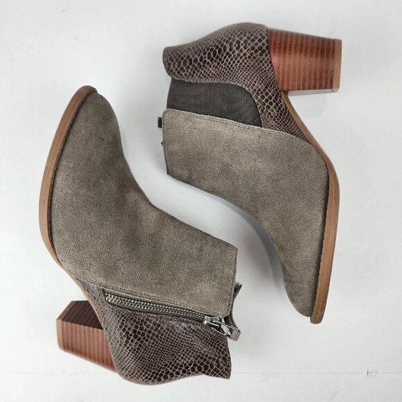 Vionic NWOB Anne Bootie Size 6 Taupe Brown Leather Stacked Heel Zip Entry Boho‎ - Picture 7 of 11